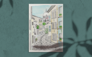 A street in Paris, watercolor, 2021