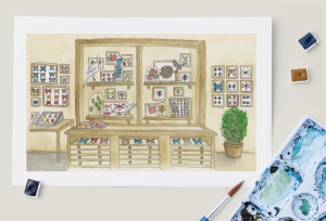 Curiosity Cabinet, watercolor, 2022